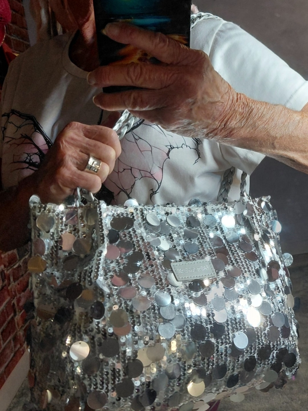 PURTY Silver DOTTED BAG